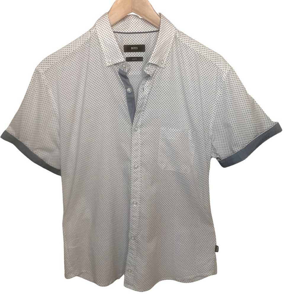 BOSS HUGO BOSS Reed Slim Fit Shirt Modern Essential Short Sleeve Button Down - Picture 6 of 16
